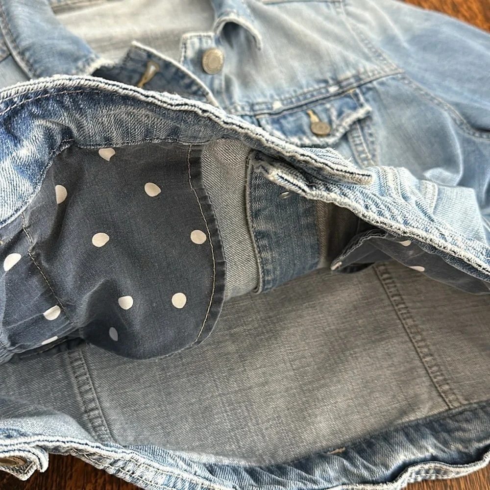 American Eagle 100% Cotton Distressed Denim Jean Jacket, XL - Picture 10 of 11